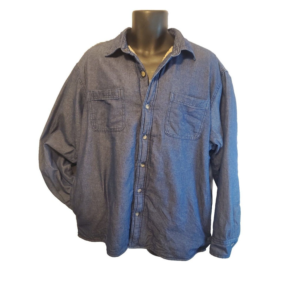 Wrangler Sherpa Shacket Men's Size Large Lined Denim Work Shirt Coat Jacket